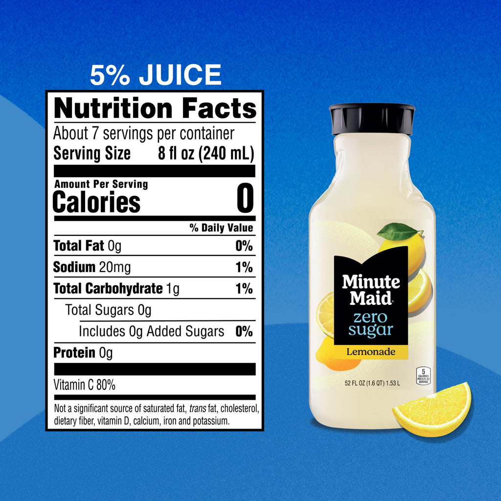 Minute Maid Zero Sugar Lemonade Juice Drink 52 fl oz Bottle
