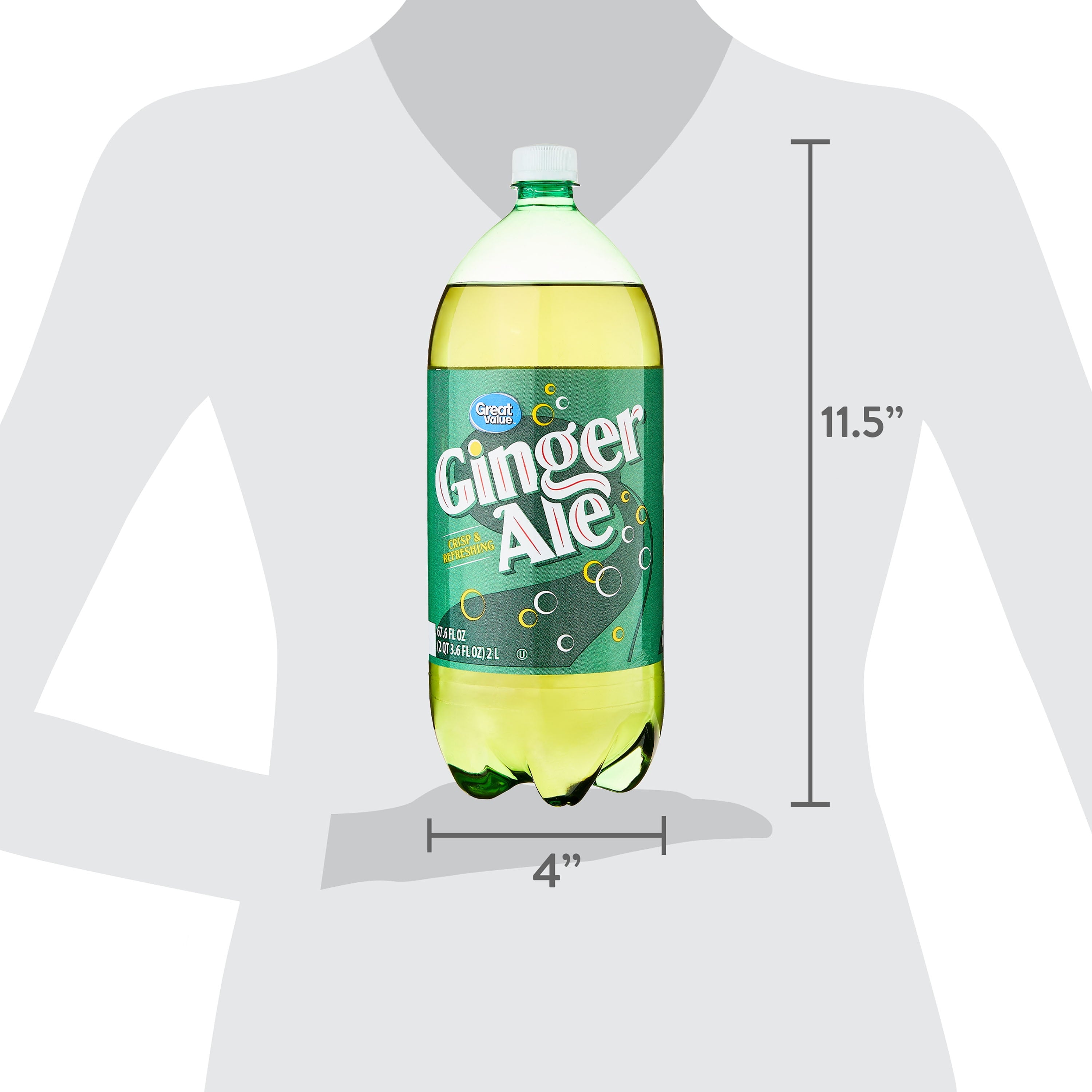 Great Value Caffeine-Free Ginger Ale Soda Pop Bottle 2 Liter