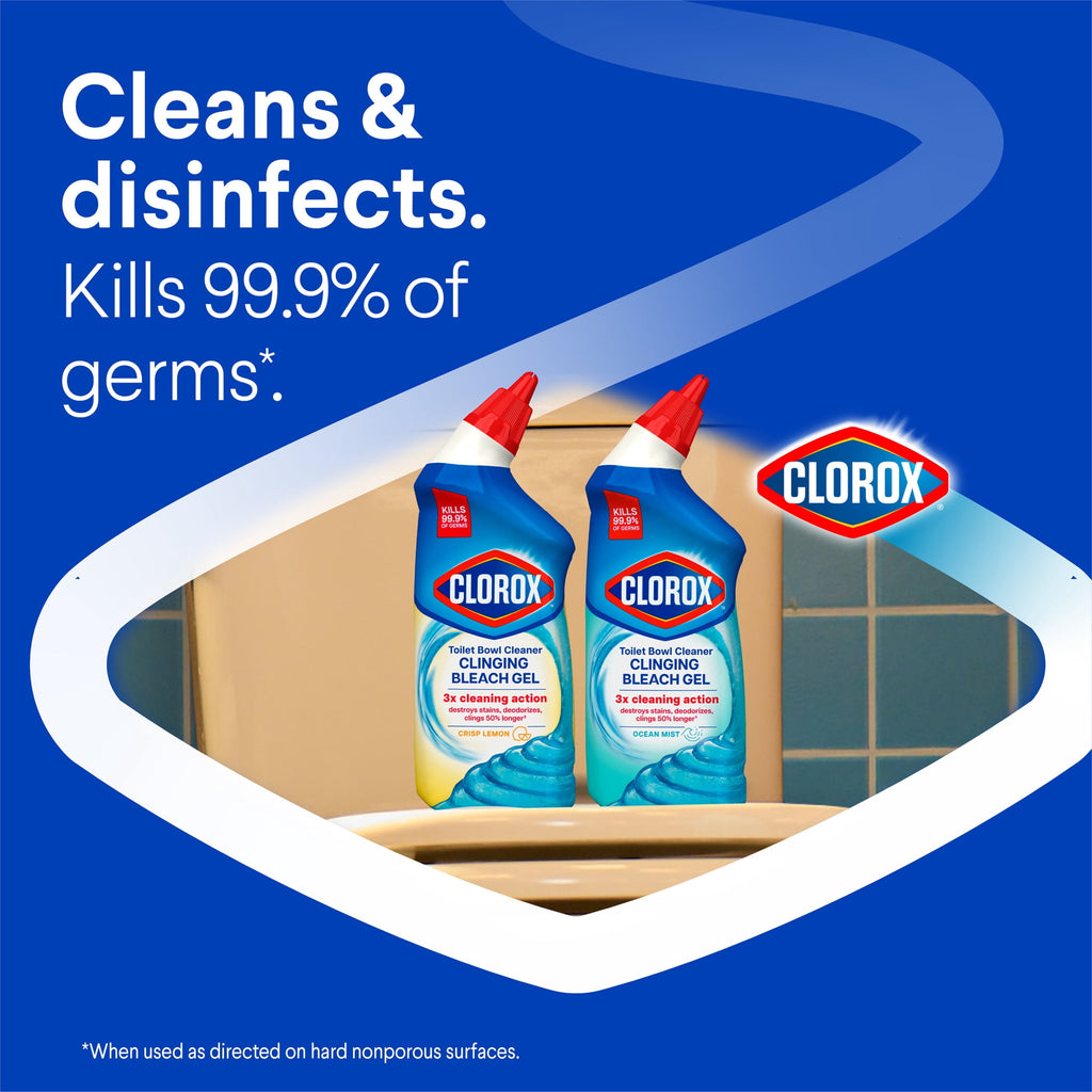 Clorox Toilet Bowl Cleaner Clinging Bleach Gel Crisp Lemon 24 fl oz