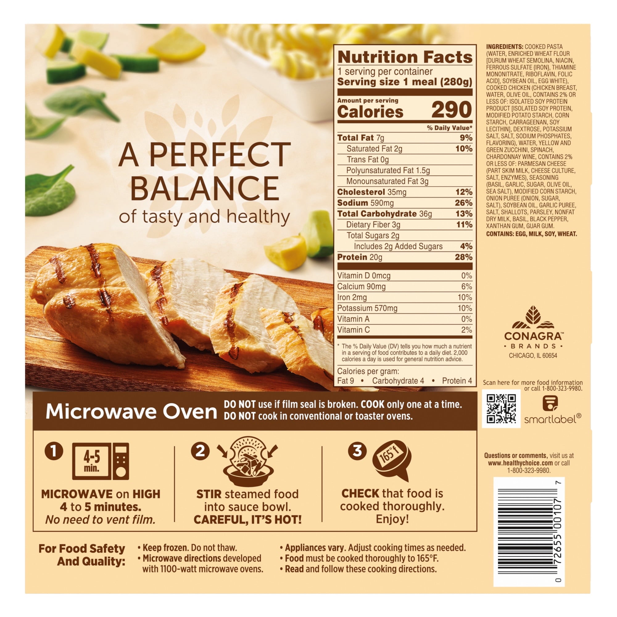 Healthy Choice Cafe Steamers Grilled Chicken Pesto With Vegetables Frozen Meal 9.9 Oz