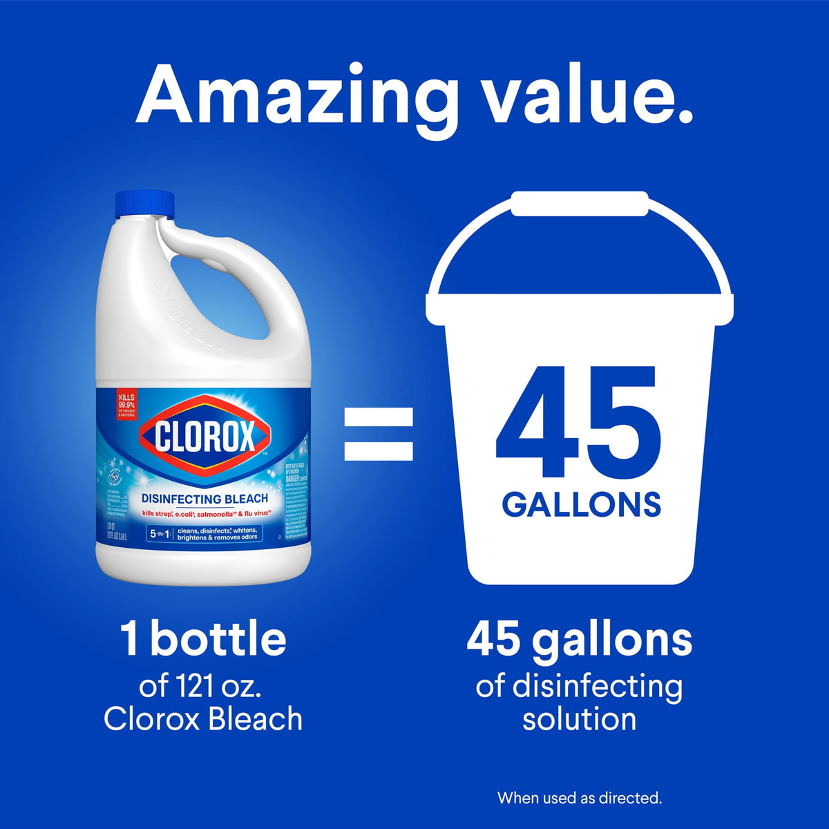 Clorox Disinfecting Liquid Bleach Cleaner Regular Scent 121 fl oz