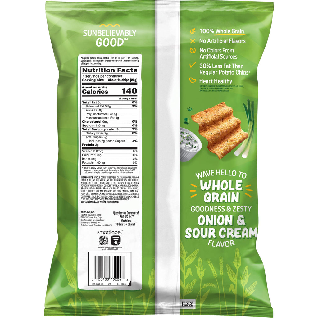 100% Whole Grain French Onion Snack Chips 7 Oz SunChips