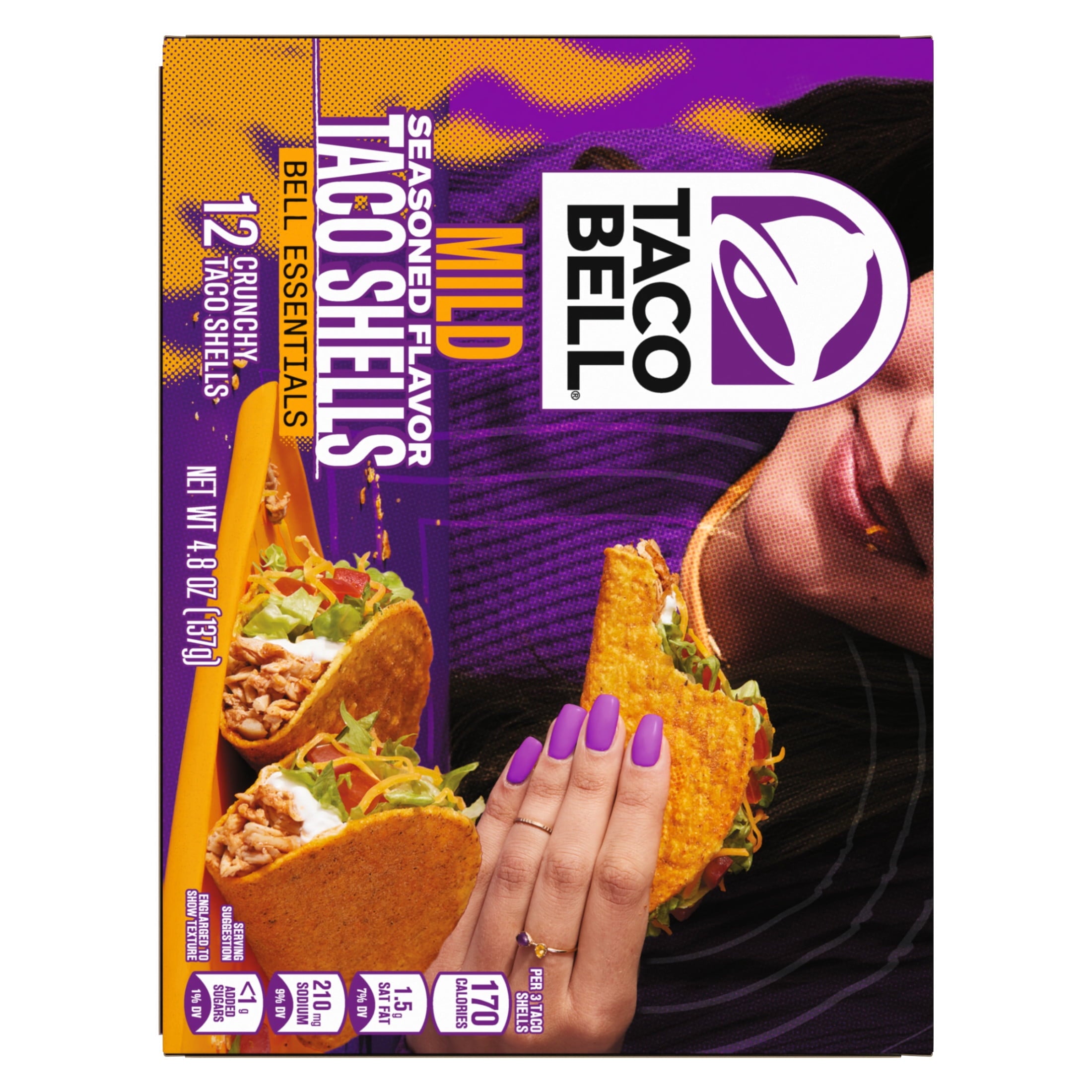 Mild Seasoned Flavor Crunchy Taco Shells 4.8 Oz 12 Count Taco Bell