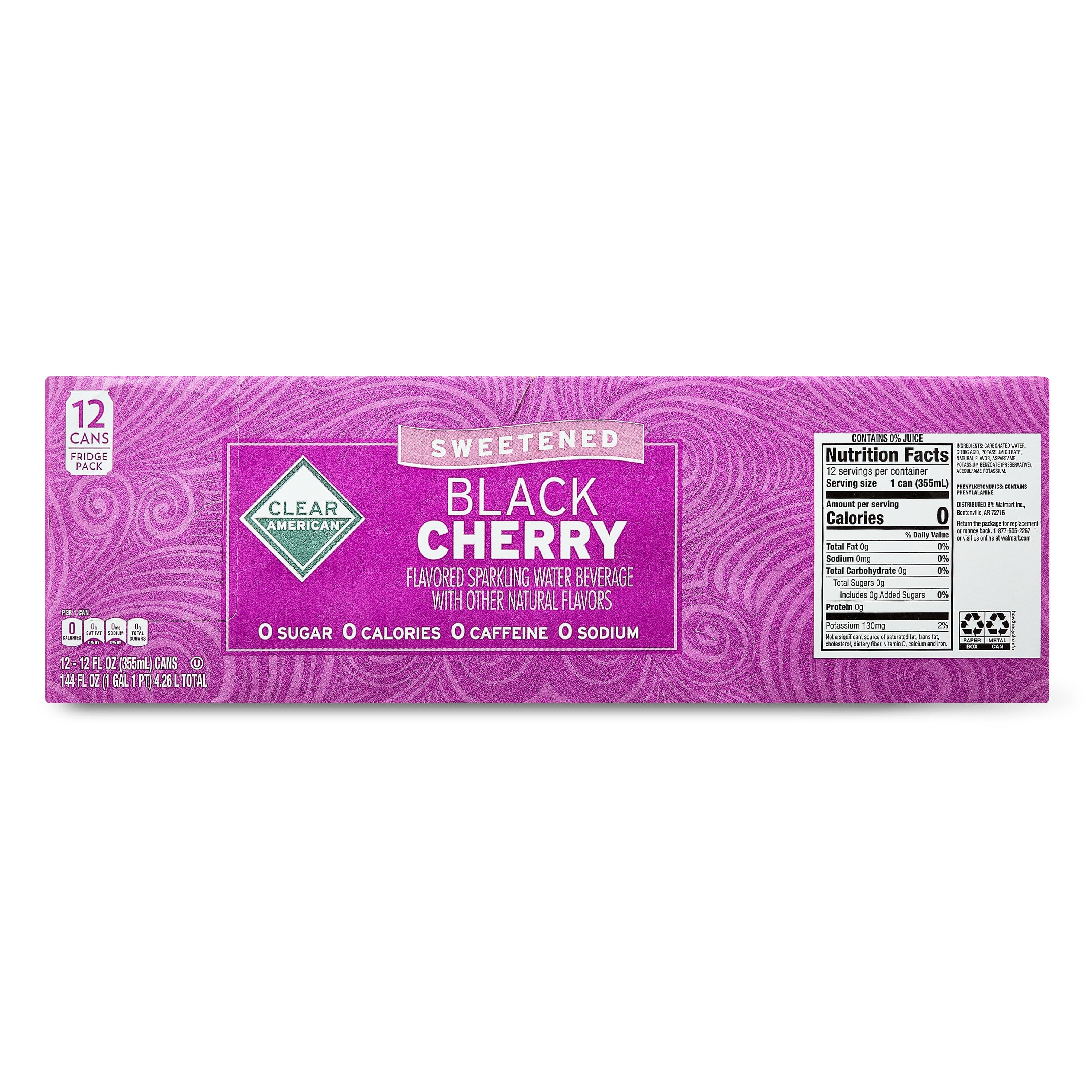 Clear American Black Cherry Sparkling Water 12 fl oz 12 Count