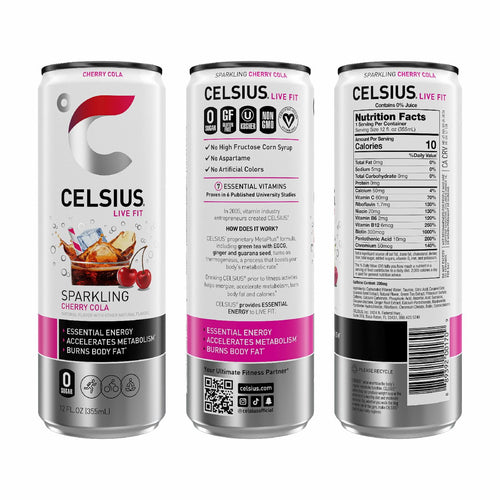 CELSIUS Sparkling Cherry Cola Functional Energy Drink 12 fl oz Single Can