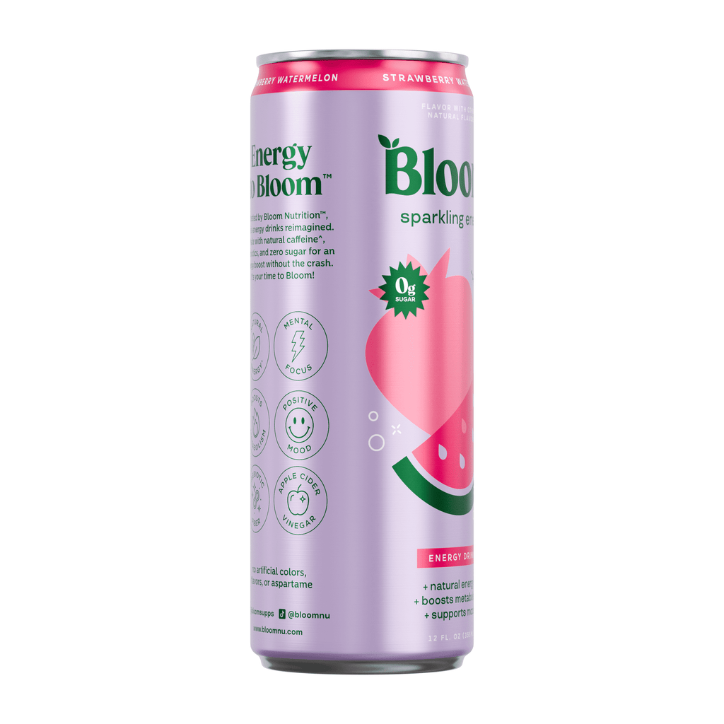 Bloom Nutrition Sparkling Energy Drink Strawberry Watermelon 12 fl oz Single Can