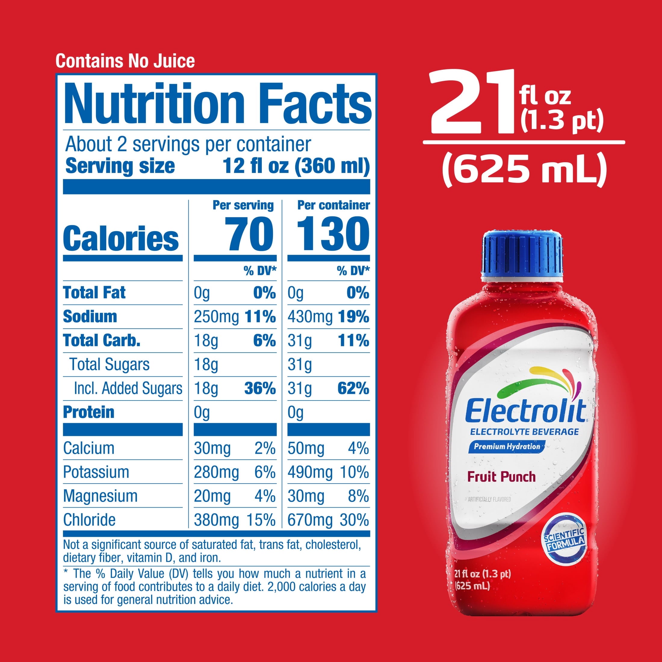 Electrolit Fruit Punch Electrolyte Hydration Beverage 21 fl oz