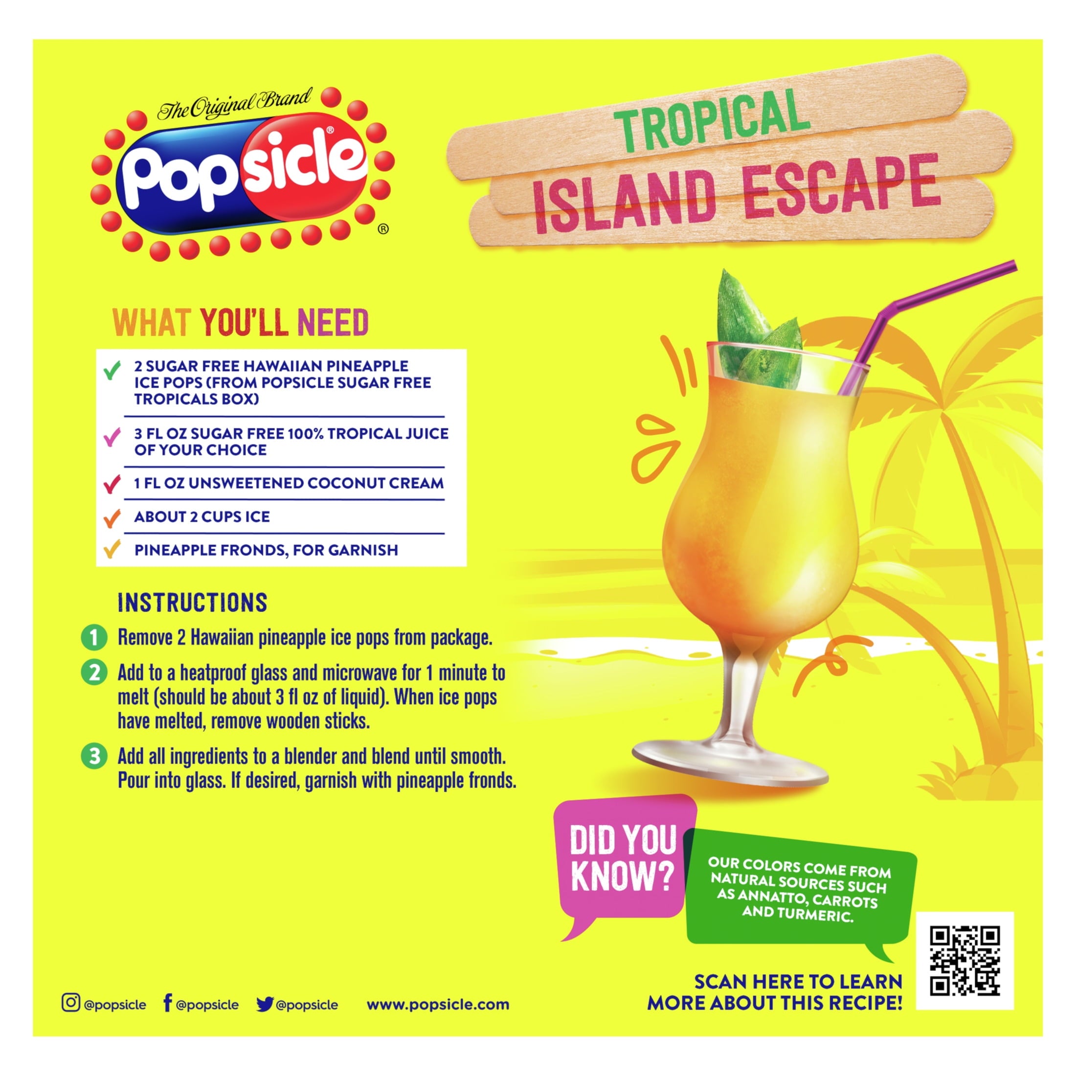 Popsicle Tropicals Ice Pops Orange Grape Pineapple 18 Count 29.7 Fl Oz