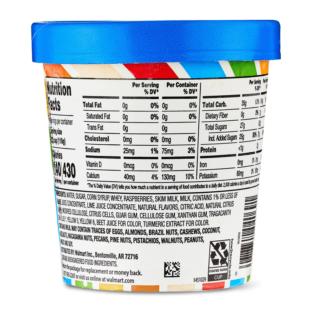 Great Value Rainbow Sherbet 16 Fl Oz