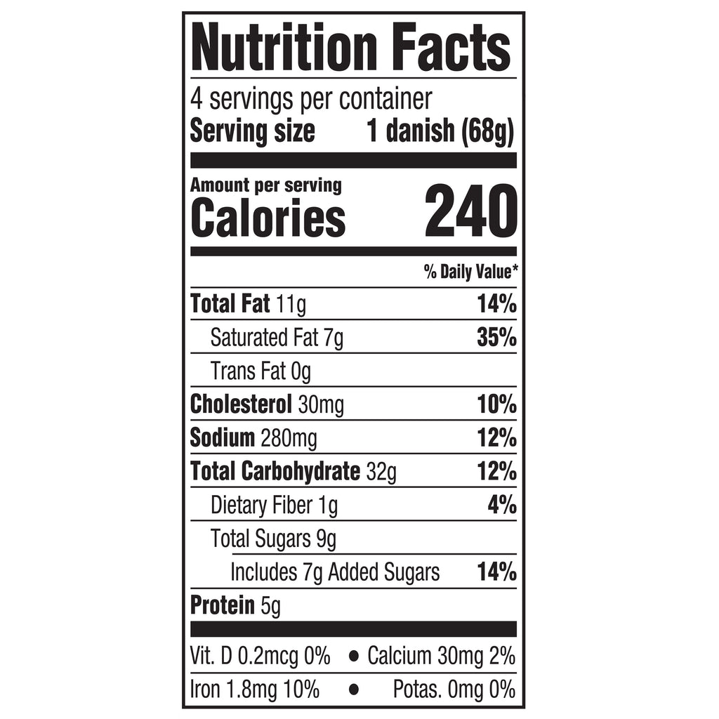 Cream Cheese Danish Baked Pastry 9.6 Oz 4 Count Marketside