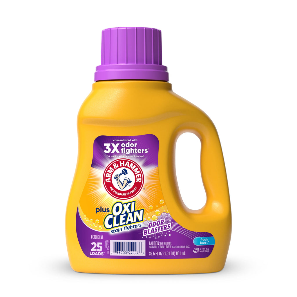 ARM & HAMMER Plus OxiClean with Odor Blasters Liquid Laundry Detergent Fresh Burst 32.5 fl oz 25 Loads