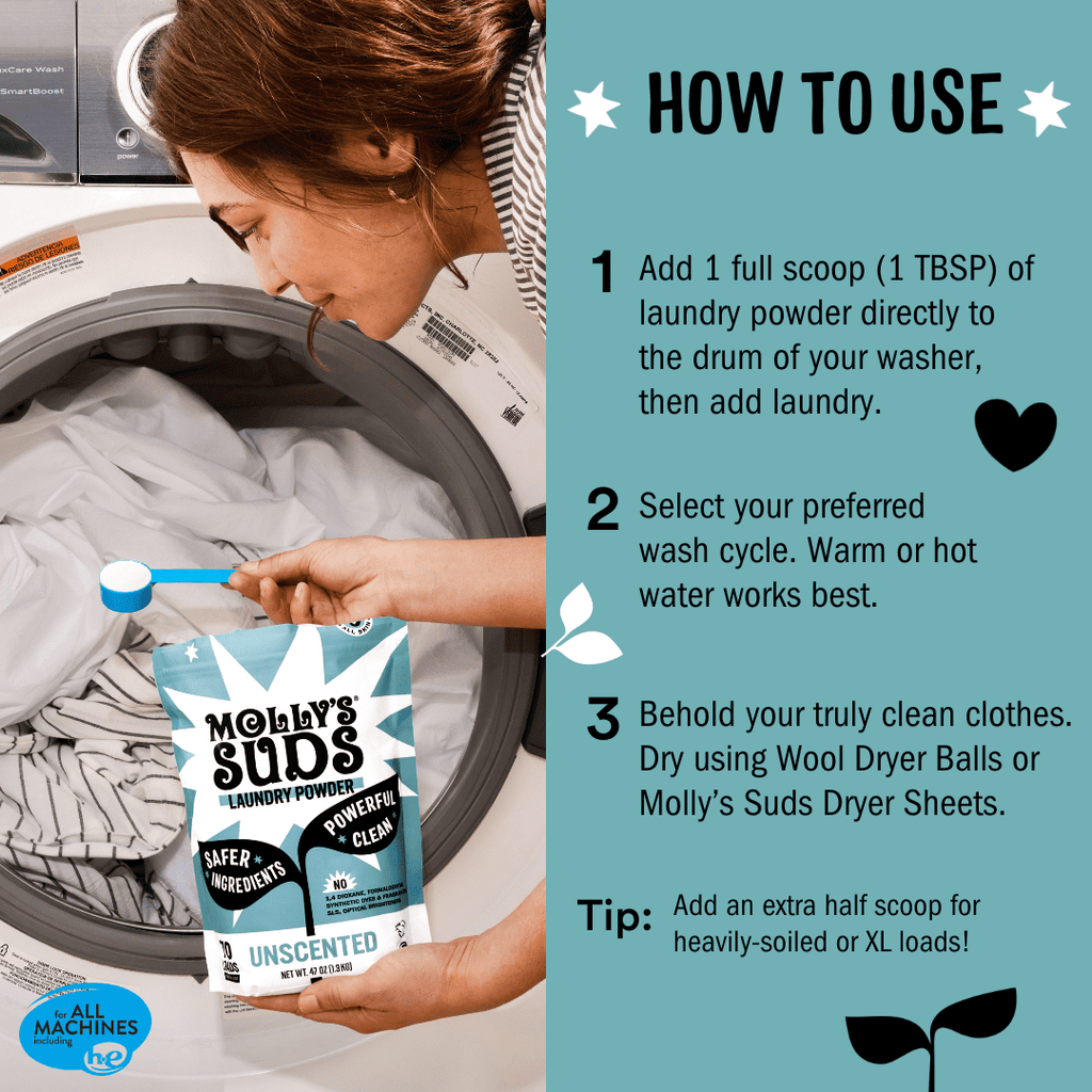 Molly's Suds Laundry Detergent Powder for Sensitive Skin Unscented 70 Loads