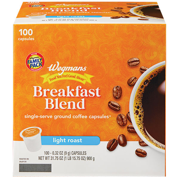 Wegmans Light Roast Breakfast Blend Coffee Capsules Family Pack 100 Count