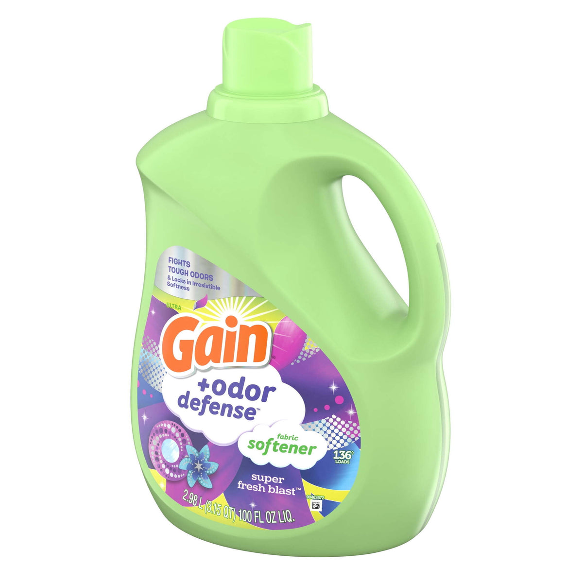 Gain Odor Defense Liquid Fabric Softener Super Fresh Blast 100 fl oz 136 Loads