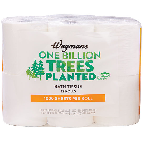 Wegmans Bath Tissue 12 Rolls 1 Ply 1000 Sheets Per Roll