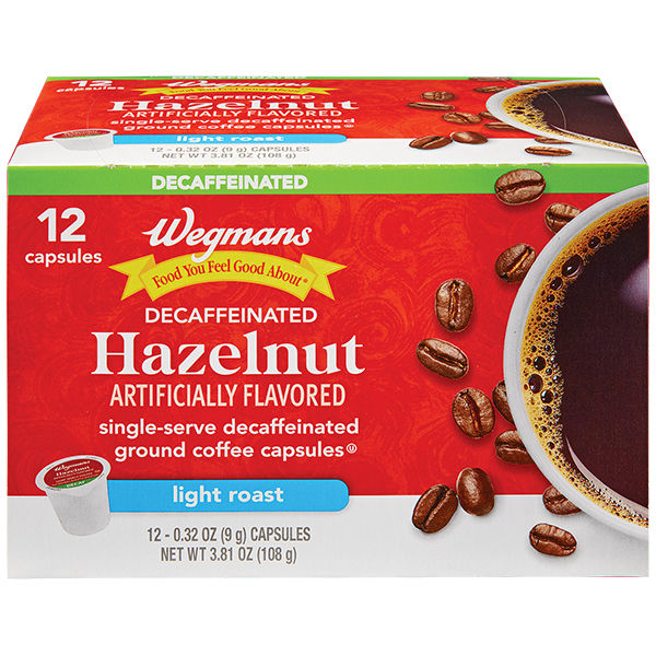 Wegmans Decaffeinated Hazelnut Coffee Capsules 12 Count