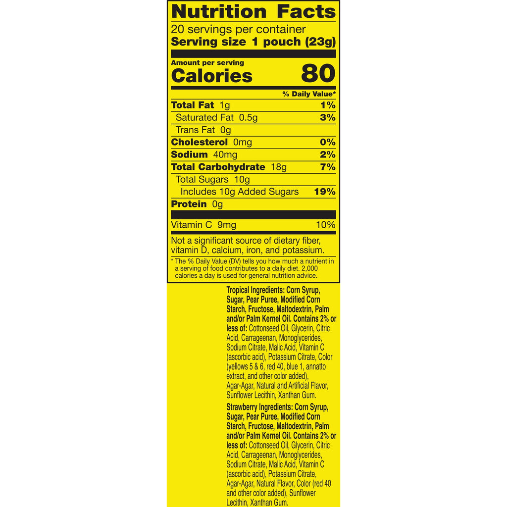 Tropical and Strawberry Fruit Flavored Snacks 16 Oz 20 Count Gushers