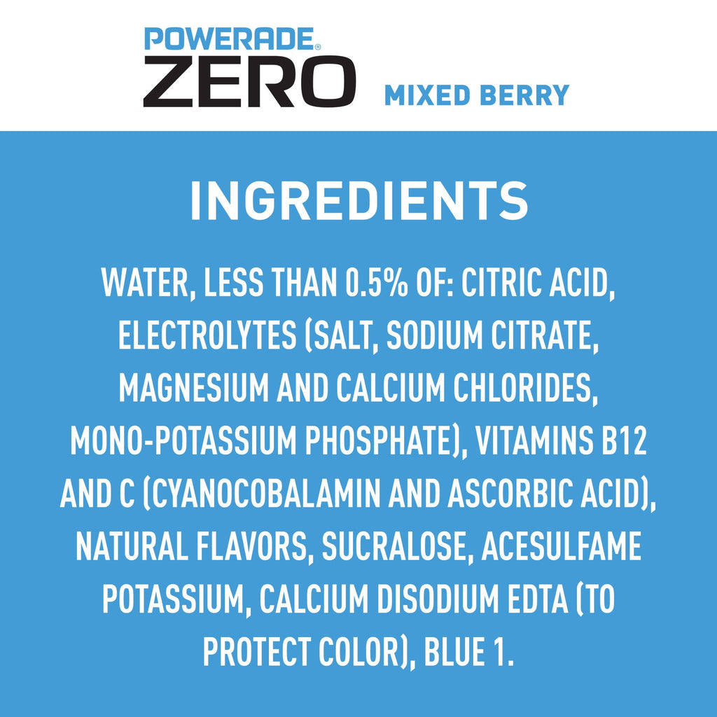 Powerade Zero Sugar Mixed Berry Electrolyte Sports Drink 28 fl oz Bottle