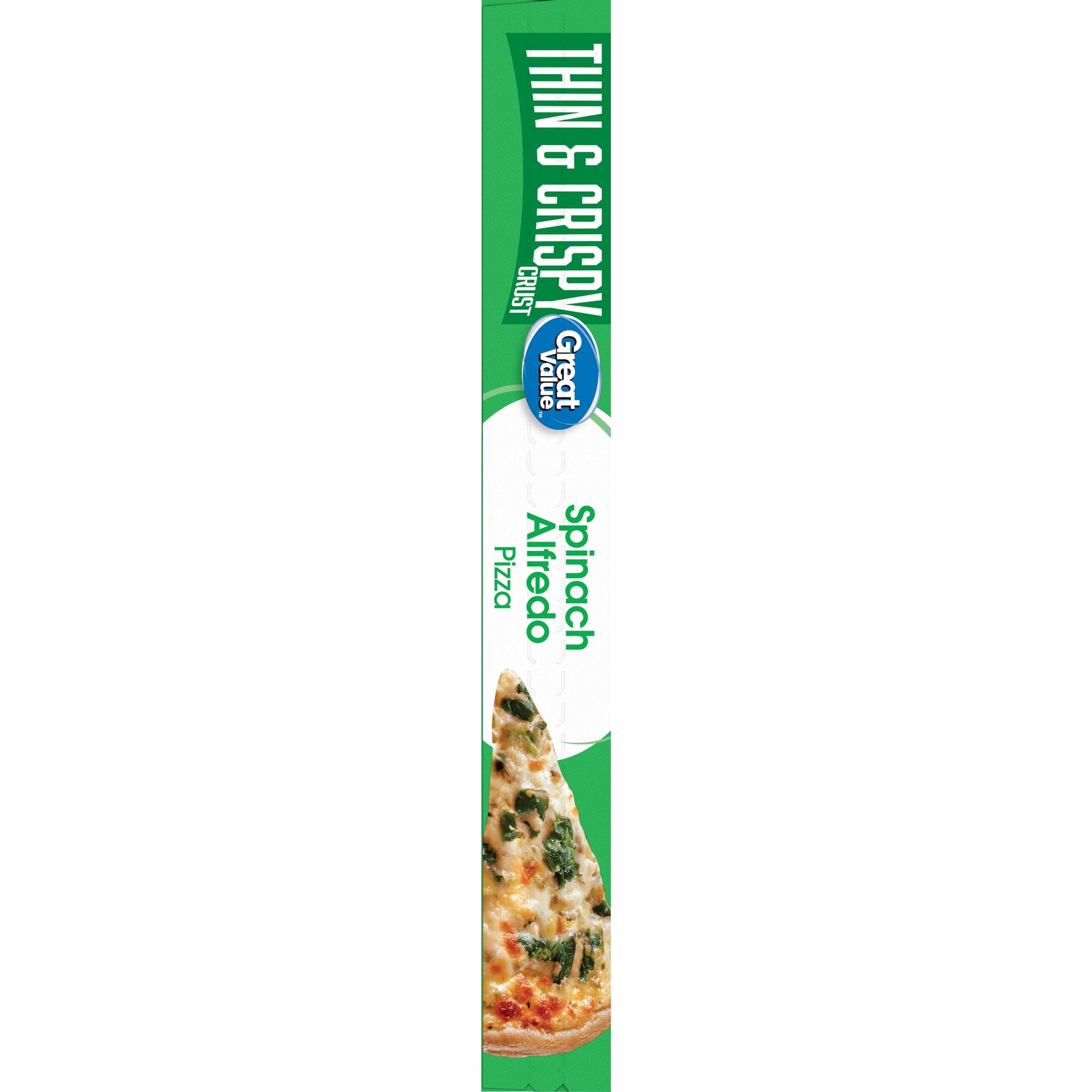 Great Value Thin and Crispy Crust Spinach Alfredo Frozen Pizza 17.45 Oz