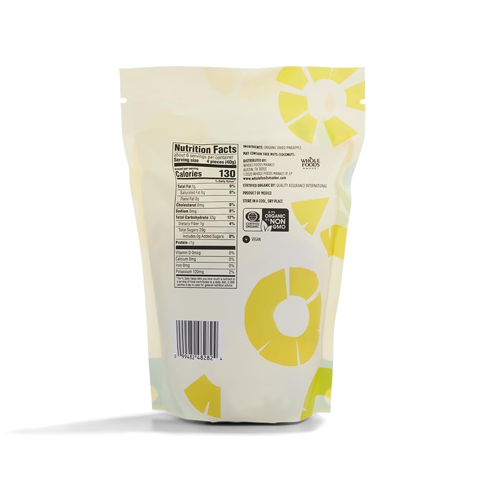 Organic Unsweetened Dried Pineapple 8 Oz 365 By Whole Foods Market