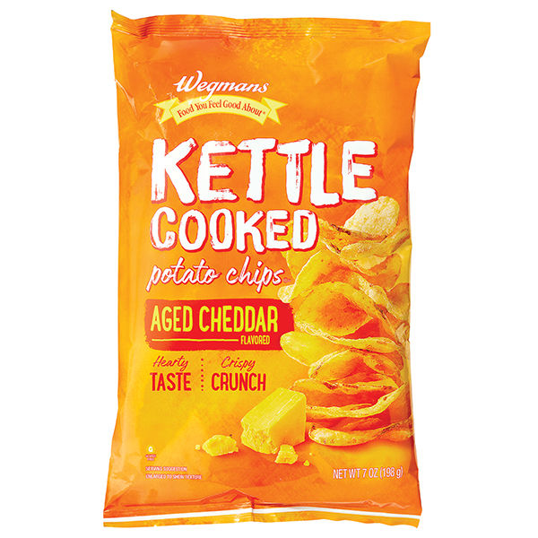 Wegmans Kettle Cooked Potato Chips Aged Cheddar Flavored 7 Oz