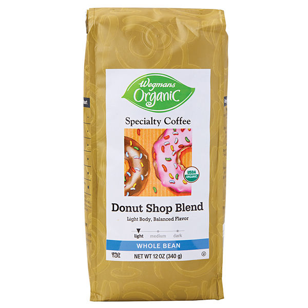 Wegmans Organic Donut Shop Blend Whole Bean Coffee 12 Oz