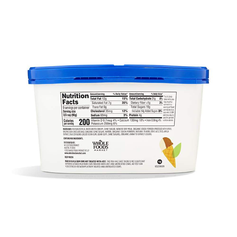 Half Vanilla Half Chocolate Ice Cream 1.5 QT 365 By Whole Foods Market