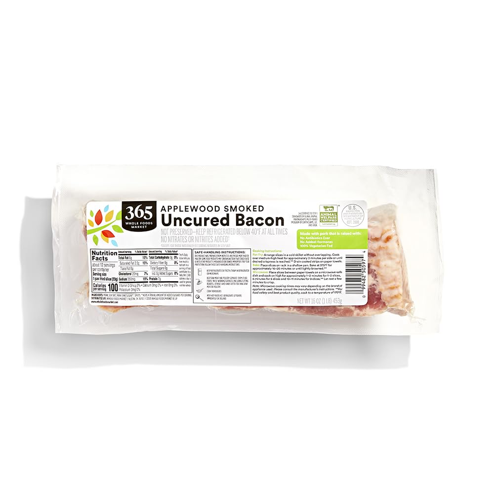 Thick Cut Uncured Applewood Smoked Bacon 16 Oz 365 By Whole Foods Market