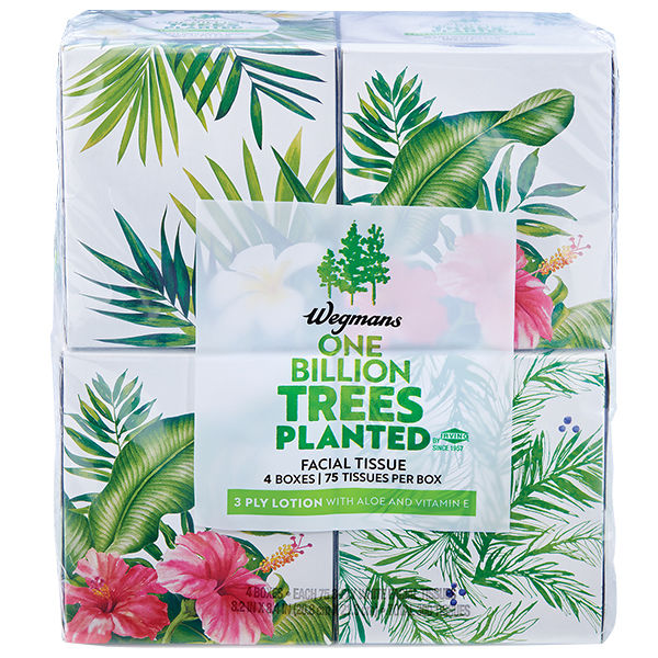 Wegmans Facial Tissues with Lotion 4 Boxes 300 Count