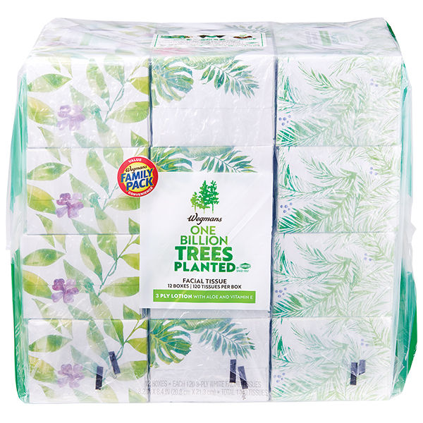 Wegmans White Facial Tissues with Lotion 3-Ply 1440 Count 12 Boxes