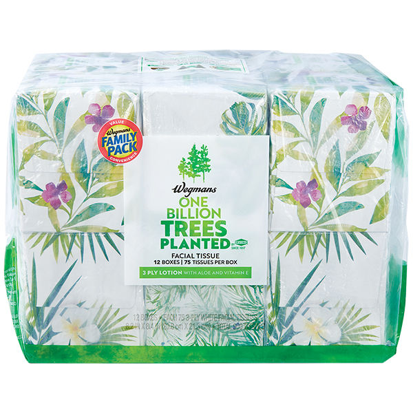 Wegmans Facial Tissues with Lotion 3-Ply 12 Cubes 900 Ct Family Pack
