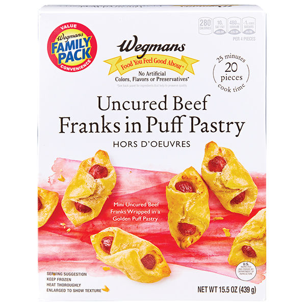 Wegmans Frozen Uncured Beef Franks in Puffed Pastry 20 Count Family Pack