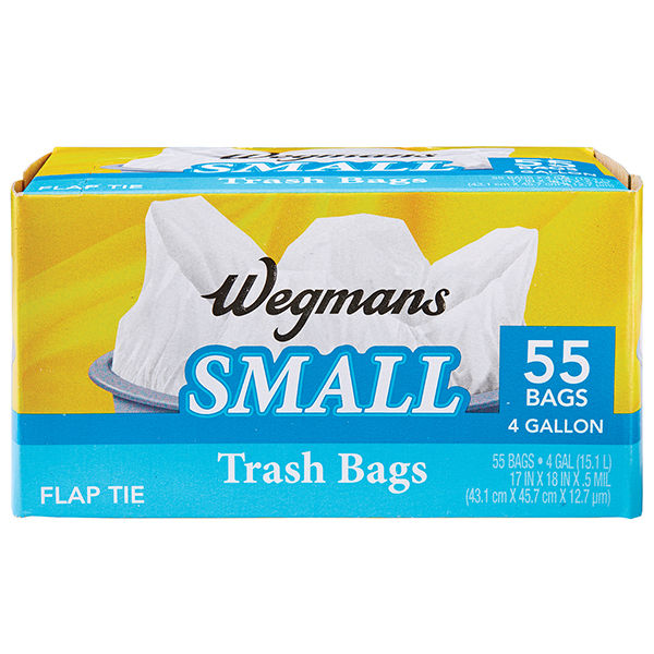 Wegmans Trash Bags Flap Tie Small 4 Gallon 55 Count