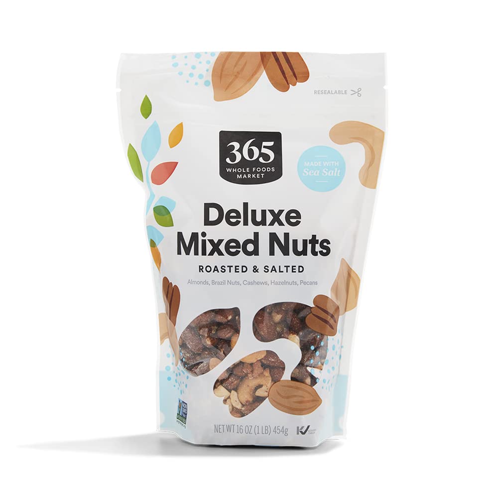 Roasted Salted Deluxe Mixed Nuts 16 Oz 365 By Whole Foods Market
