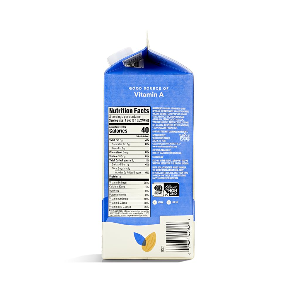 Organic Almondmilk Unsweetened Vanilla 64 Fl Oz 365 By Whole Foods Market