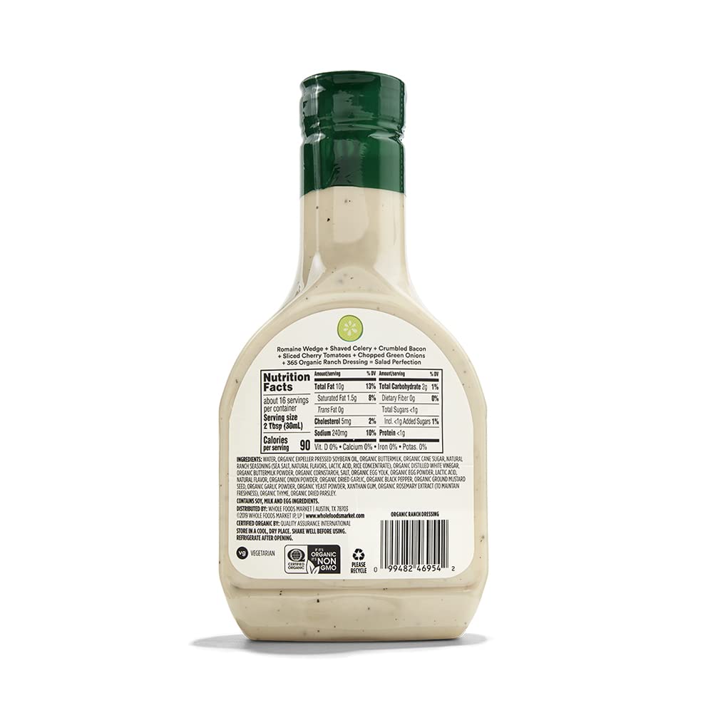 Organic Ranch Dressing 16 Fl Oz 365 By Whole Foods Market