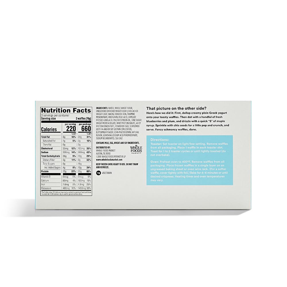 Protein Waffles Buttermilk 8 Oz 6 Count 365 By Whole Foods Market