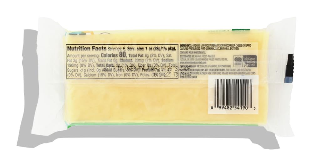 Organic Mozzarella Bar 6 Oz 365 By Whole Foods Market