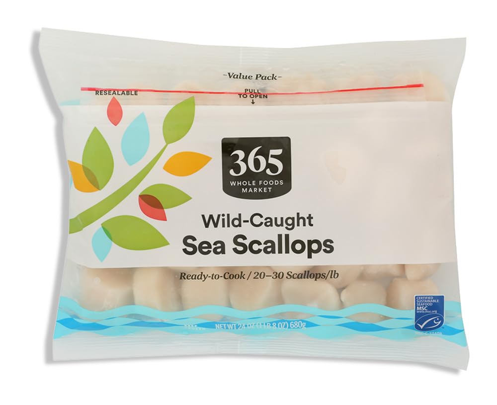 Wild Caught Sea Scallops 20/30 24 Oz 365 By Whole Foods Market