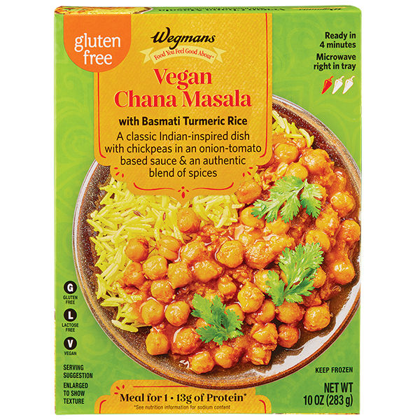 Wegmans Vegan Chana Masala with Basmati Turmeric Rice Frozen Meal 10 Oz