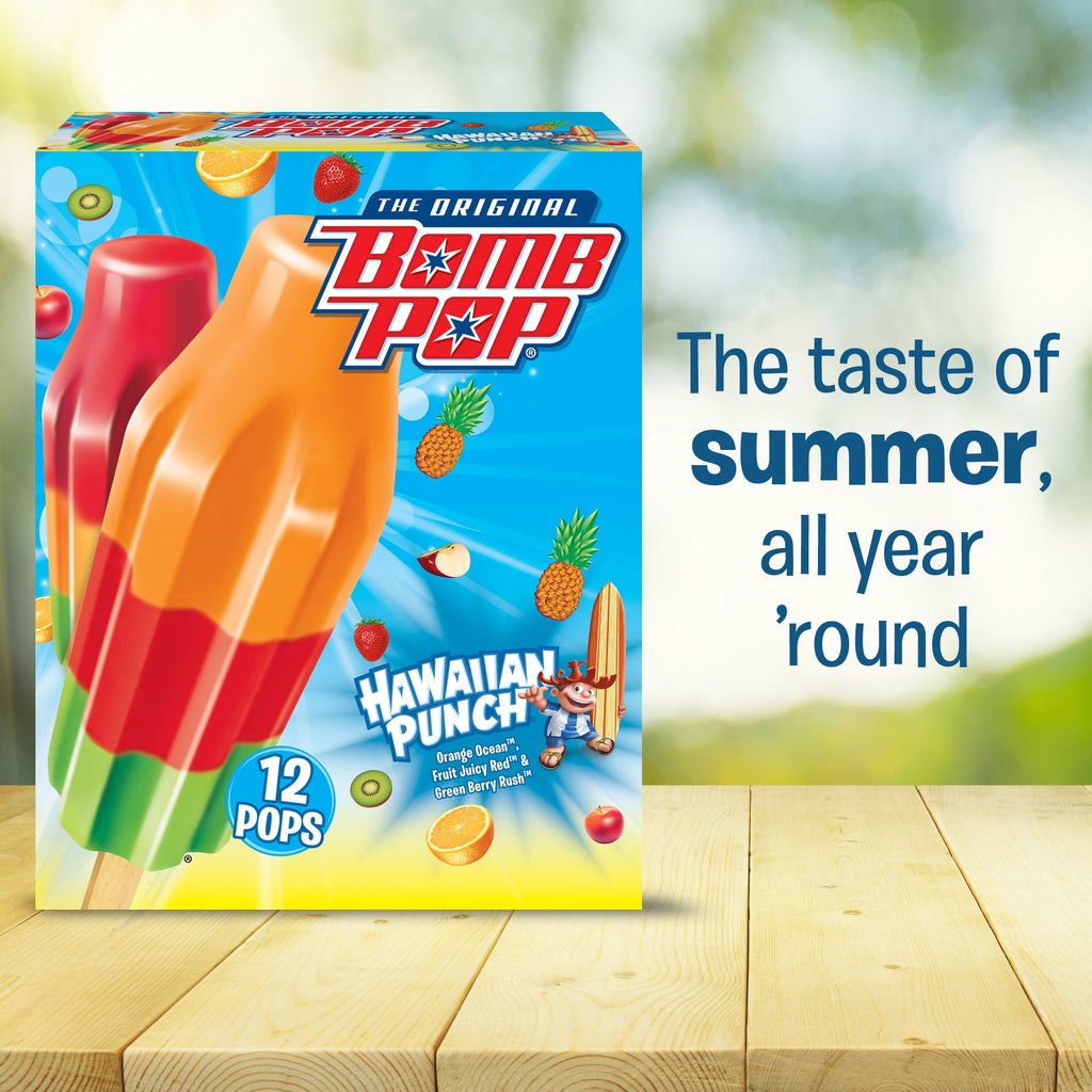 Bomb Pop Hawaiian Punch Freeze Ice Pops 12 Count 21 Fl Oz