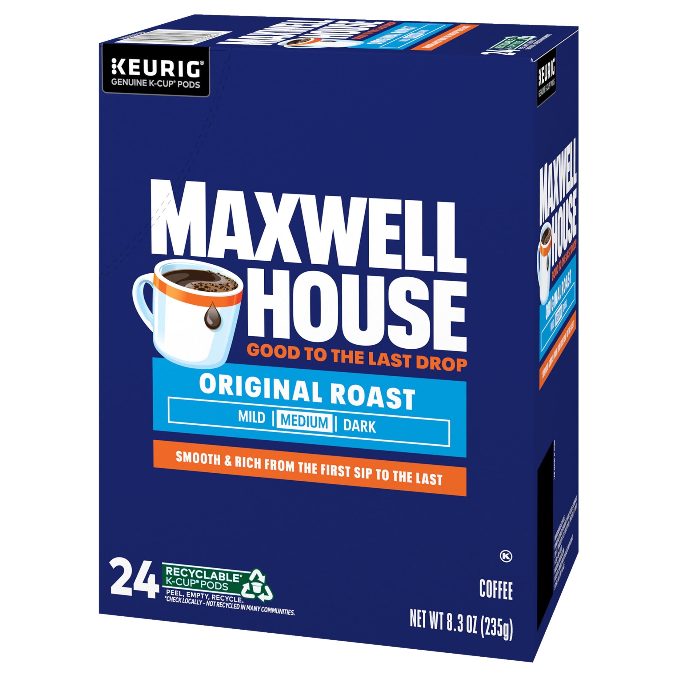 Maxwell House Original Roast Medium Roast K-Cup Coffee Pods 24 Count Box