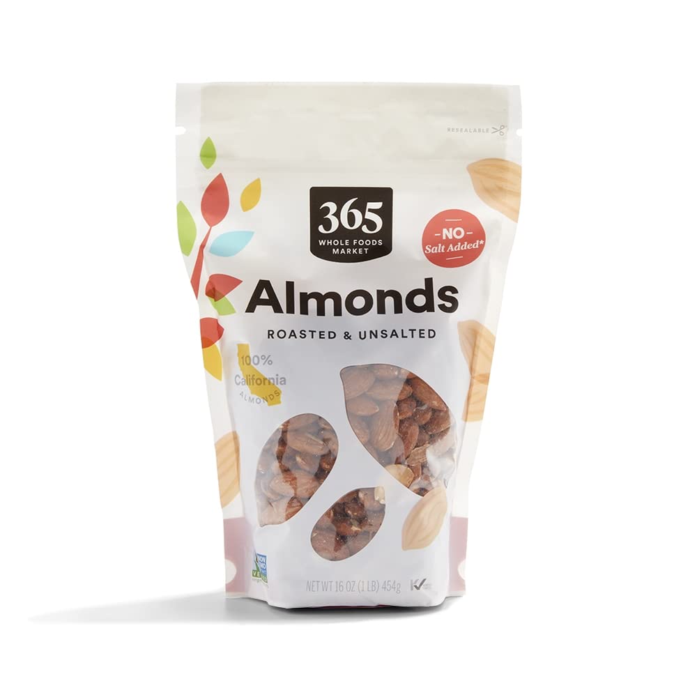 Roasted And Unsalted Almonds 16 Oz 1 Count 365 By Whole Foods Market