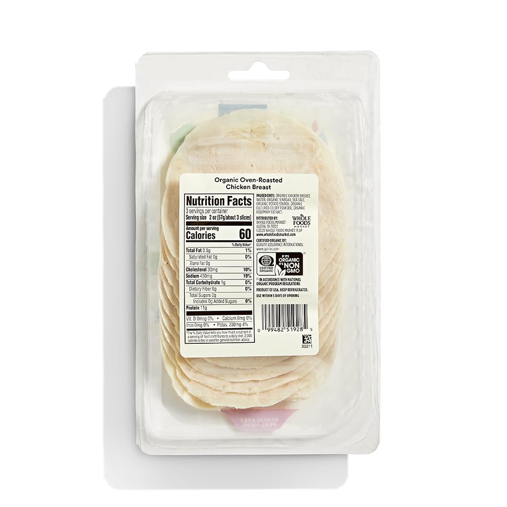 Organic Oven Roasted Sliced Chicken 6 Oz 365 By Whole Foods Market