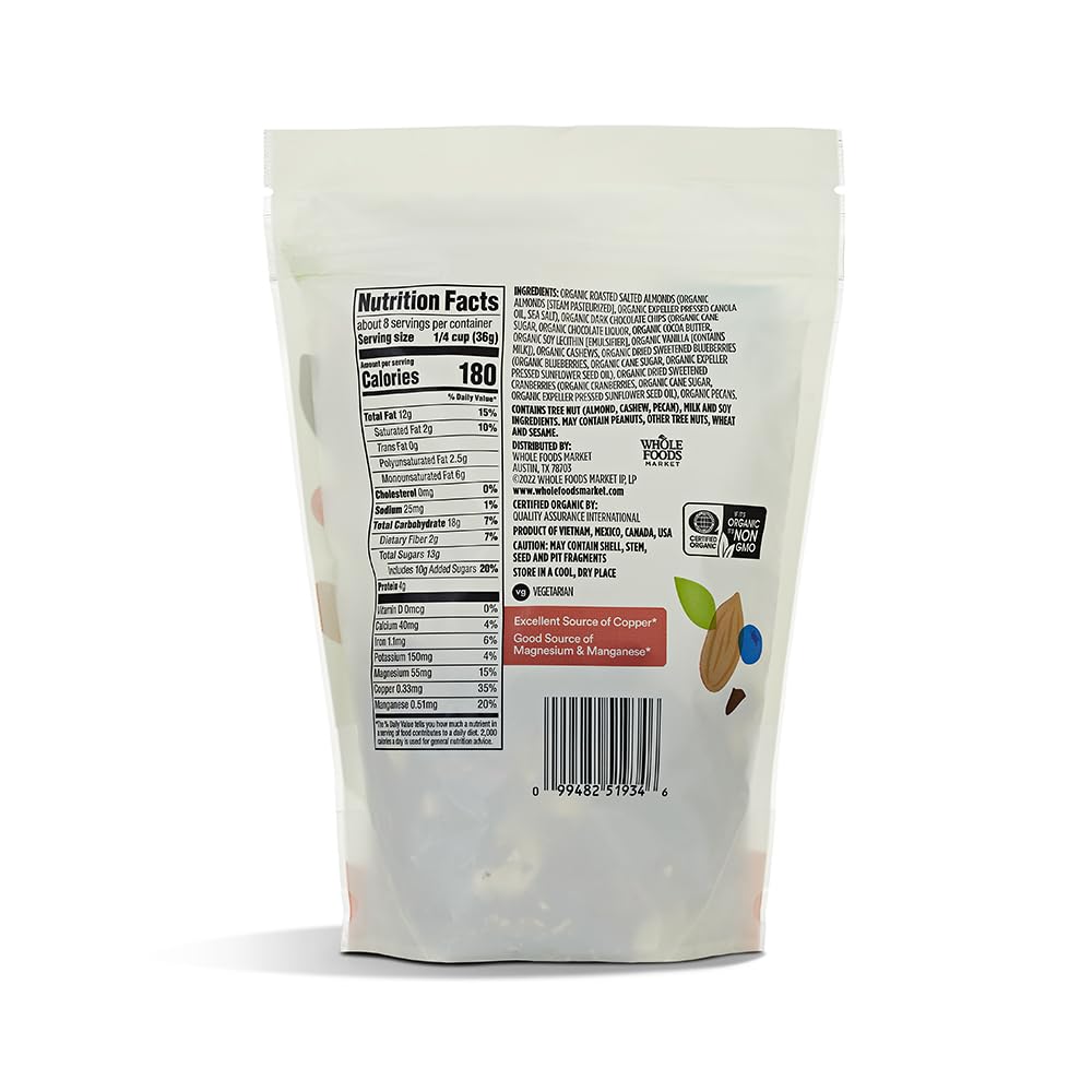 Organic Dark Chocolate Nuts & Berries Trail Mix 10 Oz 365 By Whole Foods Market