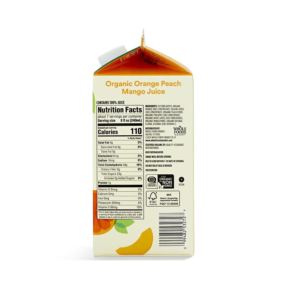 Organic Orange Peach Mango Juice 52 Fl Oz 1 Count 365 By Whole Foods Market