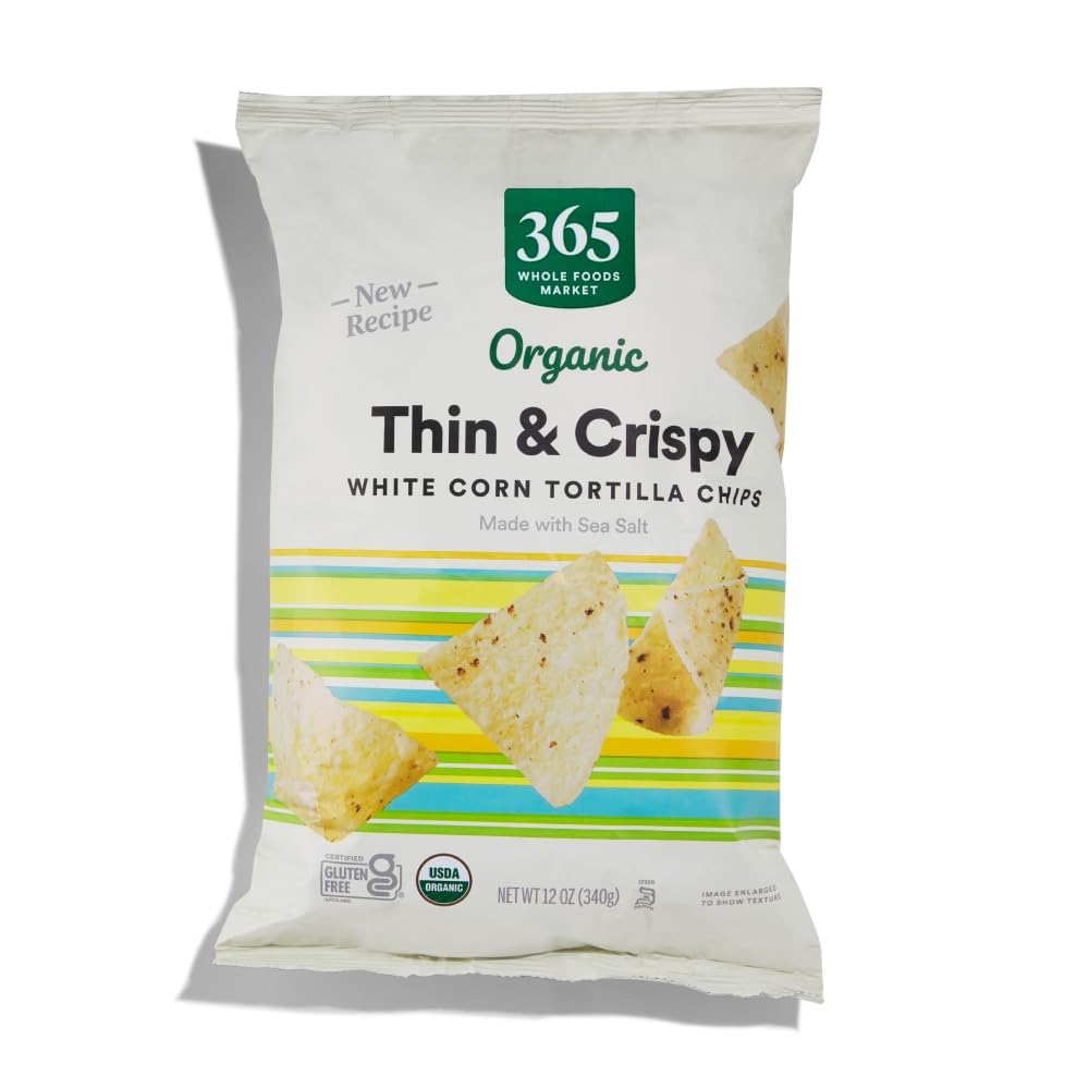 Organic White Corn Tortilla Chips Thin & Crispy 12 Oz 365 By Whole Foods Market