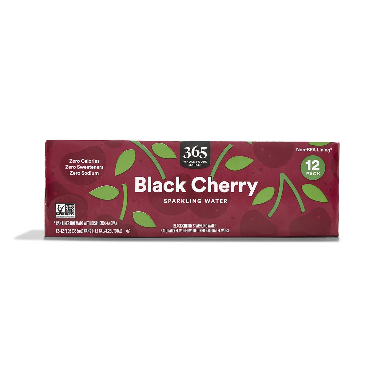 Black Cherry Sparkling Water 12 Fl Oz 12 Count 365 By Whole Foods Market