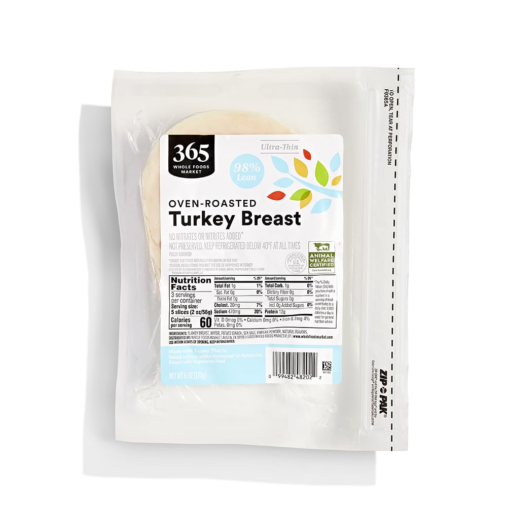 Oven Roasted Turkey Breast Ultra Thin Deli Slices 6 Oz 365 By Whole Foods Market