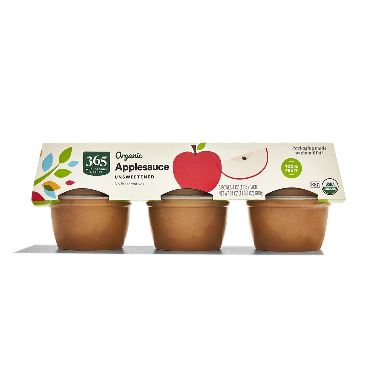 Organic Unsweetened Apple Sauce Cups 4 Oz 6 Ct 365 By Whole Foods Market